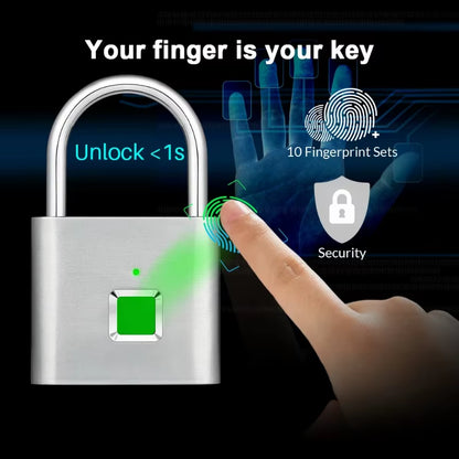 Fingerprint Lock Smart Padlock Thumbprint Door Padlocks Portable Anti-Theft Fingerprint Lock for Bag Drawer Suitcase