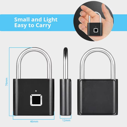 Fingerprint Lock Smart Padlock Thumbprint Door Padlocks Portable Anti-Theft Fingerprint Lock for Bag Drawer Suitcase